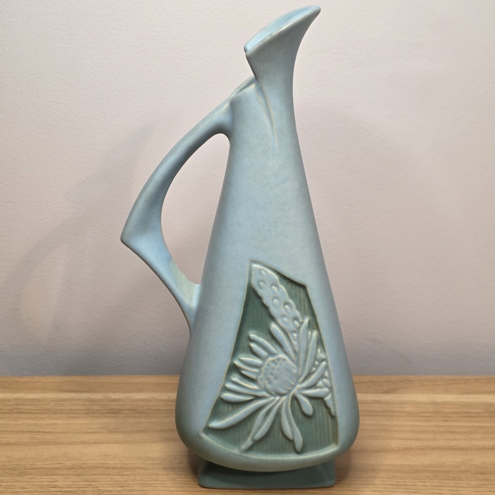 Roseville Vintage Pottery Silhouette Ewer/Pitcher, Shape 717-10, Cameo Green